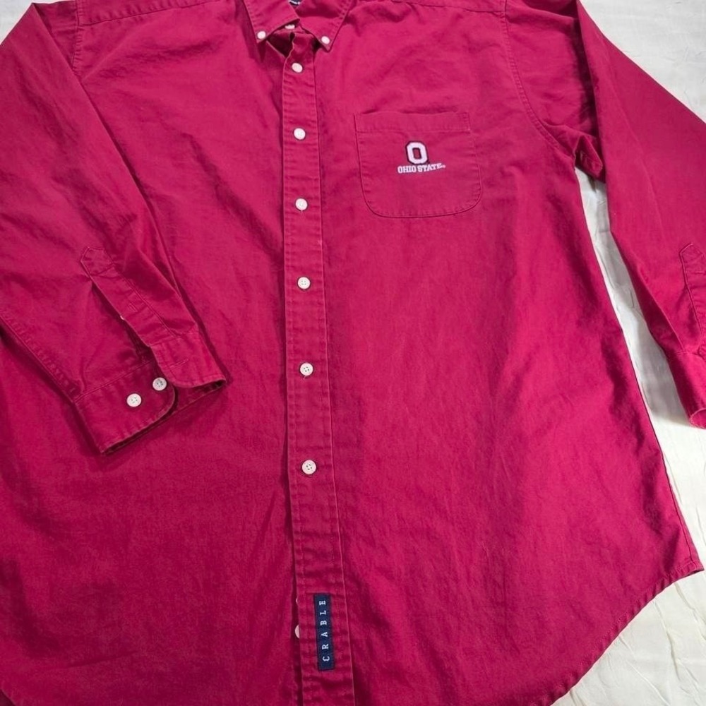 Crable Sportswear Ohio State BuckeyesButton Down Shirt Men Large Red Long Sleeve